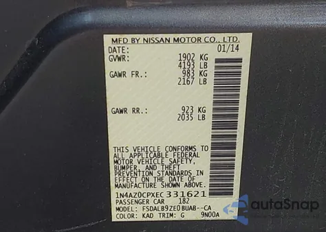 2014 Nissan Leaf S from USA, damaged, VIN 1N4AZ0CPXEC331621